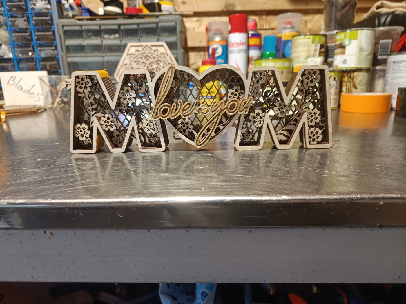 Layered Mom sign